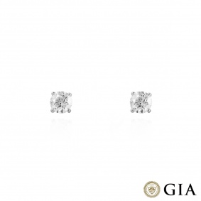 White Gold Round Brilliant Cut Diamond Earrings 1.40ct TDW